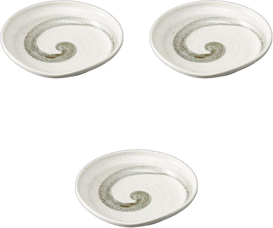 Set of 3, Ink Swirl Twist 6.0 Plates, 8.1 x 8.1 x 1.3 inches (20.8 x 20.5 x 3.4 cm) | Medium Plate Ceramics Setomonohonpo