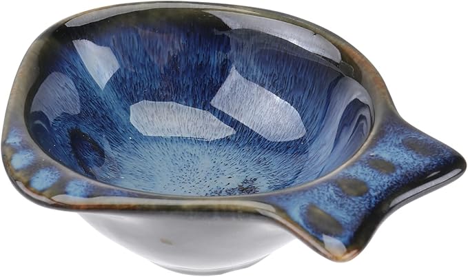 Fish Shaped Ceramic Condiment Bowl Appetizer Plate Soy Sauce Compartment