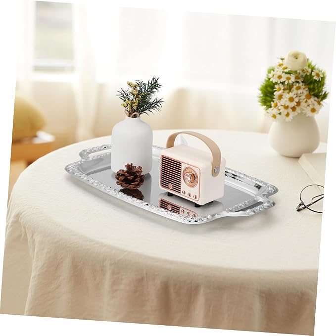 Alipis 1Pc Vintage Metal Serving Tray Kitchen Storage Plate with Handles for Dining Room Living Room and Home Use Rustic Decorative Tray