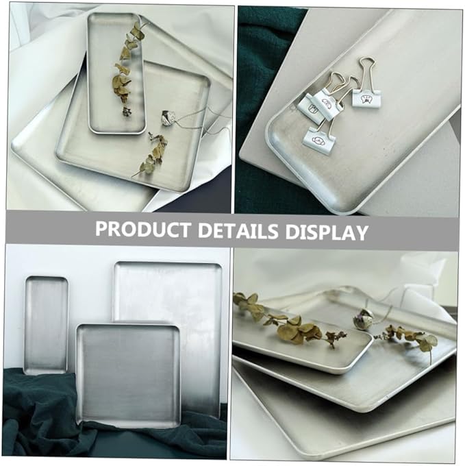 Ciieeo Retro Elegant Silver Aluminum Storage Tray Decorative Snack Plate for Pastry Dessert Display Small Rustic Serving Tray for Home Reusable and Easy to Clean