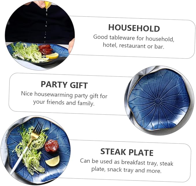 Ceramic Plate for Steak Pasta Western Food Decorative Dish Easy to Clean
