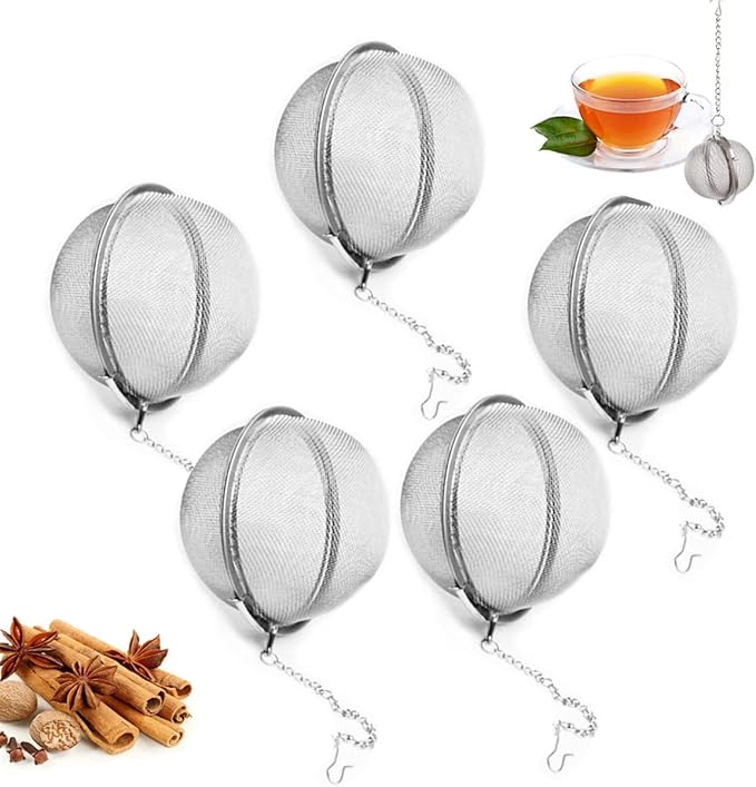 5 Pcs Tea Strainer Infuser Ball - Stainless Steel Mesh Tea Filter for Leaves Spice Herb Filter Fruit Squeeze - 1.8in / 4.5cm Diameter