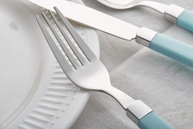 ANNOVA Silverware Set Stainless Steel Colorful Tableware Kitchen Flatware Set Utensils, Includes Dinner Knives, Forks, Spoons, Salad Forks & Dessert Spoons (Turquoise, 20 Pieces)