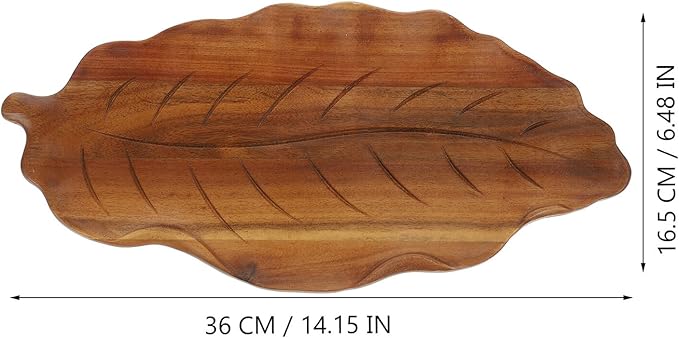 Alipis Solid Wood Leaf-shaped Serving Tray Large Multi-use Fruit and Snack Plate for Home Office Party Smooth Polished Surface Tea and Table Centerpiece Decorative Kitchen Platter