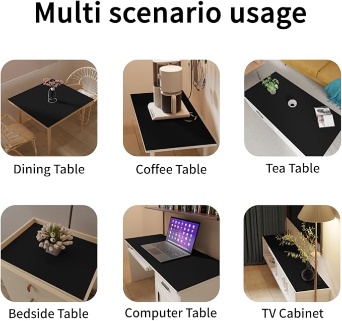 Leather Table Cover,1.8mm Thick,40x40 Inch Table Protector,Table Protector for Dining Room Table,Dining Table Cover,Table Cover Protector.(Black+Gray,40x40)