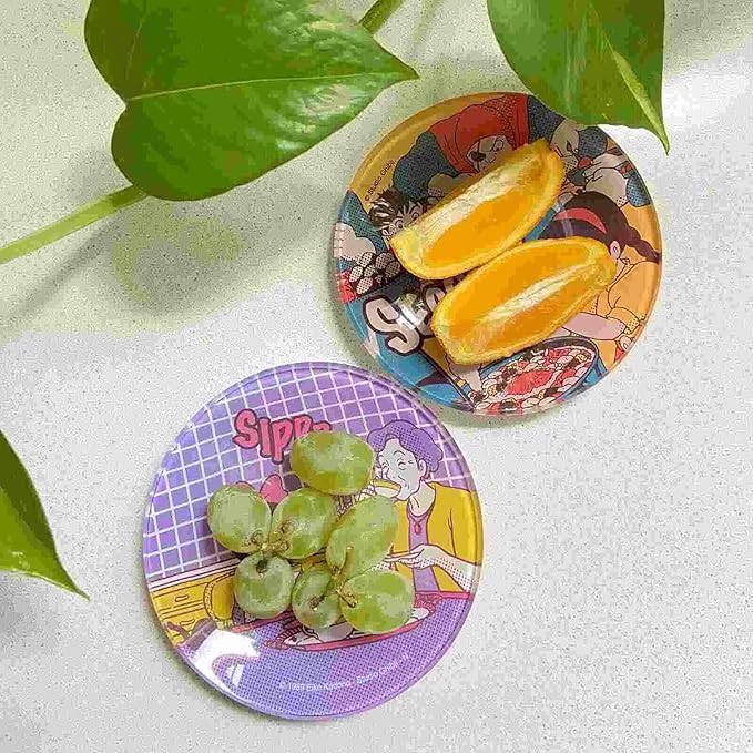 Benelic Castle in The Sky Yummy Mini Round Appetizer Glass Plate 4.33" x 4.33" (Second!)