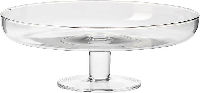 Barski Glass Cake Stand with Dome – Footed Plate is 11.75" Diameter – Clear Glass Covered Dessert Stand with Rim – Elegant Serving Platter for Cakes, Cupcakes, Pastries & Snacks – Made in Europe