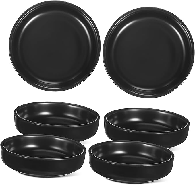 DECHOUS 6pcs Ceramic Dipping Dishes Japanese Style Appetizer Plates for Sushi Sauces and Snacks Elegant Serving Bowls for Condiments and Desserts and Easy to Clean