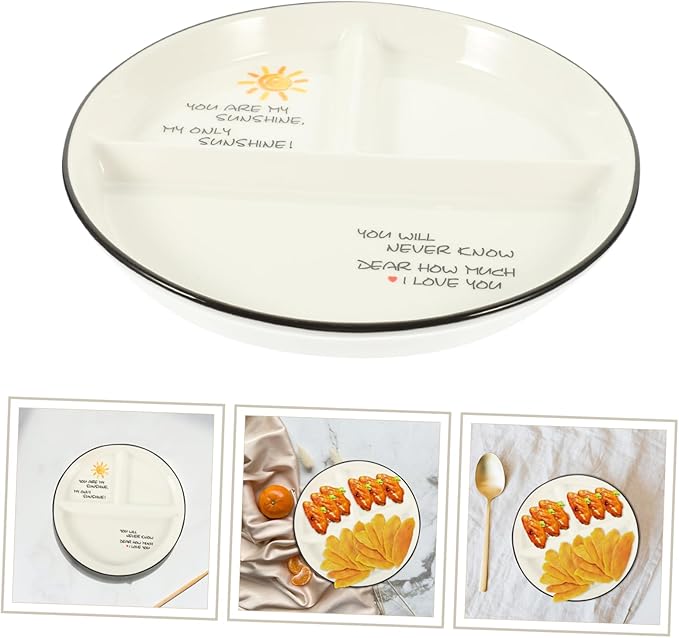 Restaurant Plates Ceramic Portion Control Plates Divider for Dinnerware Ceramic