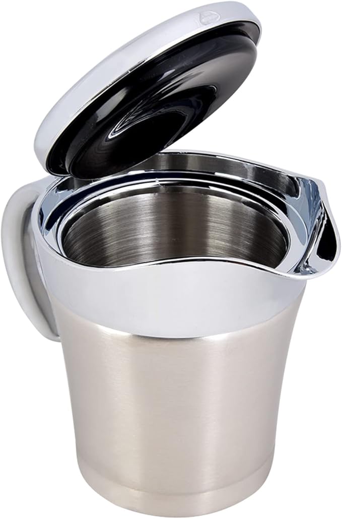Stainless Steel Double Insulated Gravy Boat - Sauce Jug with Hinged Lid, Ideal for Gravy or Cream (Small Size 450ml)