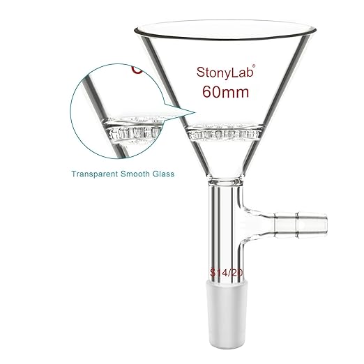 stonylab Borosilicate Glass Triangular Filtration Funnel, Vacuum Filtration, Efficient Filtering, 14/20 Joint, 60mm Diameter, Ideal for Laboratory Filtration Processes