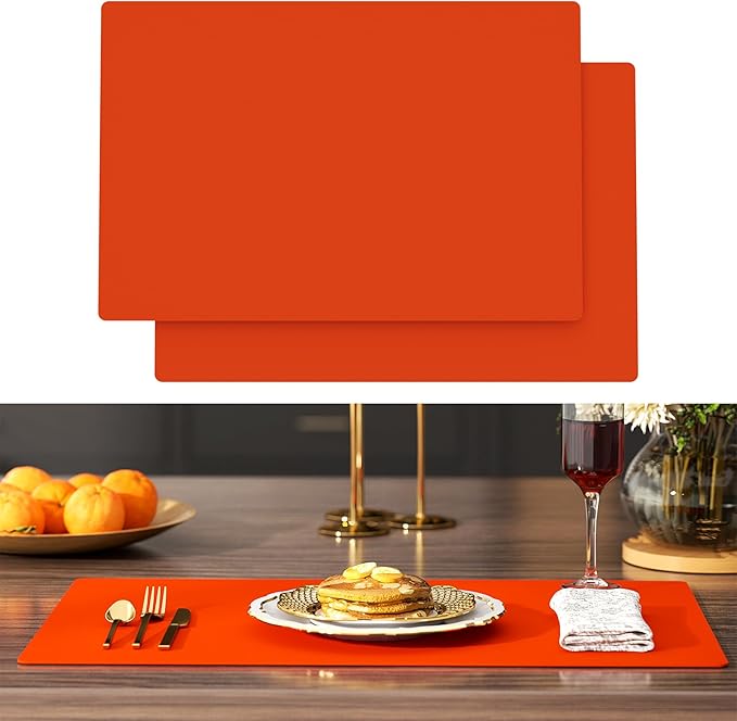 Silicone Counter Mat 40x60cm 2 Pack - High-Temp Resistant, Non-Slip Waterproof Pad for Kitchen Countertops, Sink & Stove (Orange)
