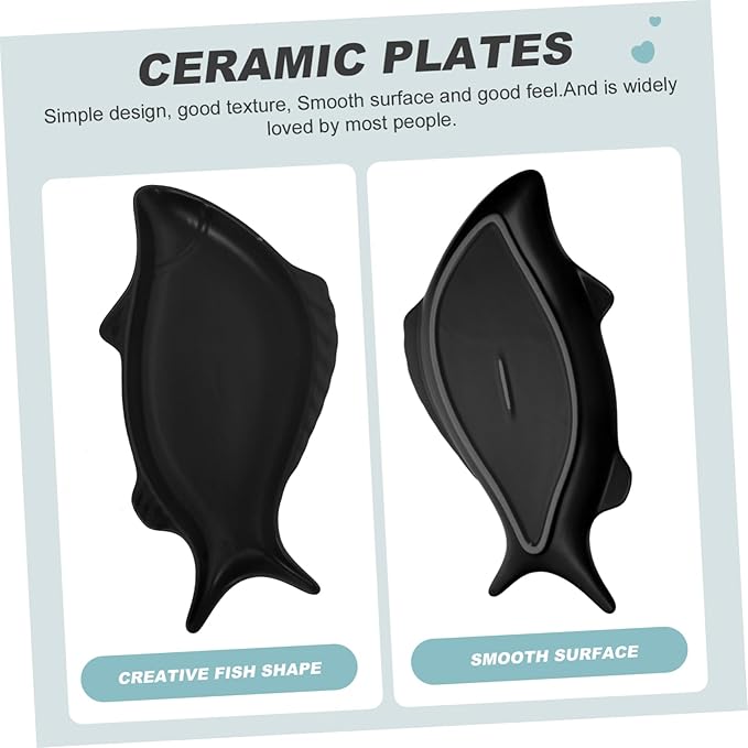 Homoyoyo Ceramic Fish Shaped Plate Set - 14 Inch Decorative Snack and Serving Dish for Home and Restaurants - for Cakes Appetizers and Utensil Display Unique Nut Tray Design