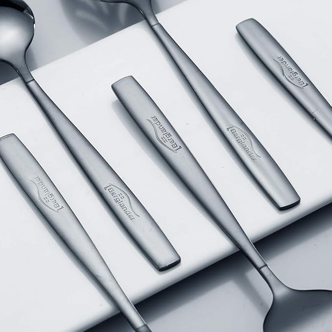 Berglander Black Serving Utensils 10 Pieces, Titanium Plating Serving Spoons, Included Cake Knife Cake Server Serving Forks Sugar Spoon Salad Spoon Forks Butter Knife Gravy Ladle ect.