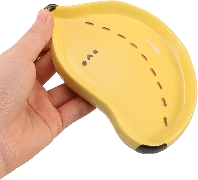 COHEALI Creative Cute Banana-shaped Ceramic Serving Plate for Fruit and Snacks Hand-painted Dish for Sauces and Appetizers Stylish Platter for Home Kitchen Use