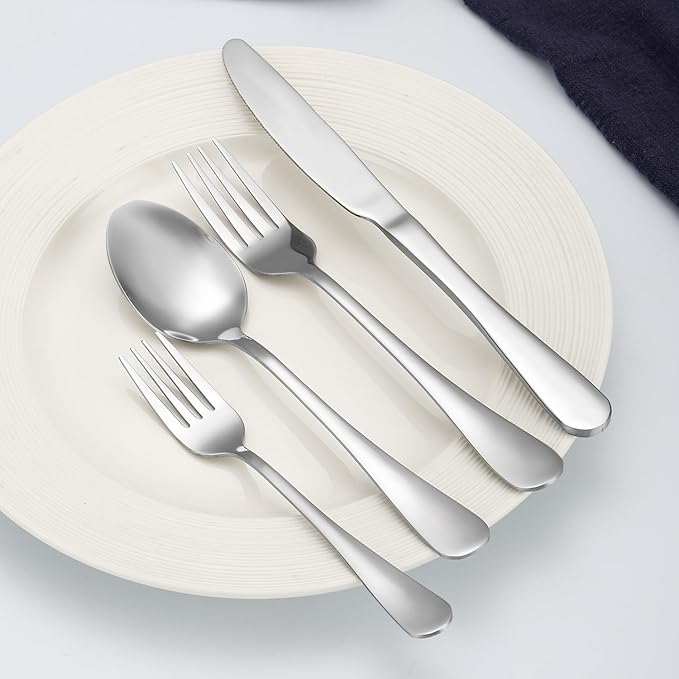 Stainless Steel Flatware Serving Set,Home Kitchen Eating Tableware Set,Dishwasher Safe,for Home Kitchen Restaurant Hote 53-Piece Thickened Stainless Steel Cutlery Set Hotel Restaurant Knife, Fork and