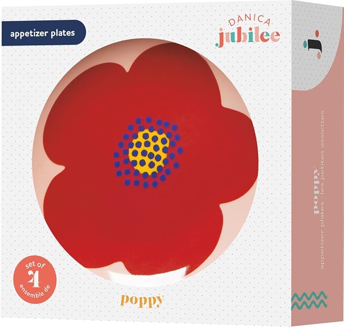 Jubilee Poppy Appetizer Plates Set of 4 Assorted
