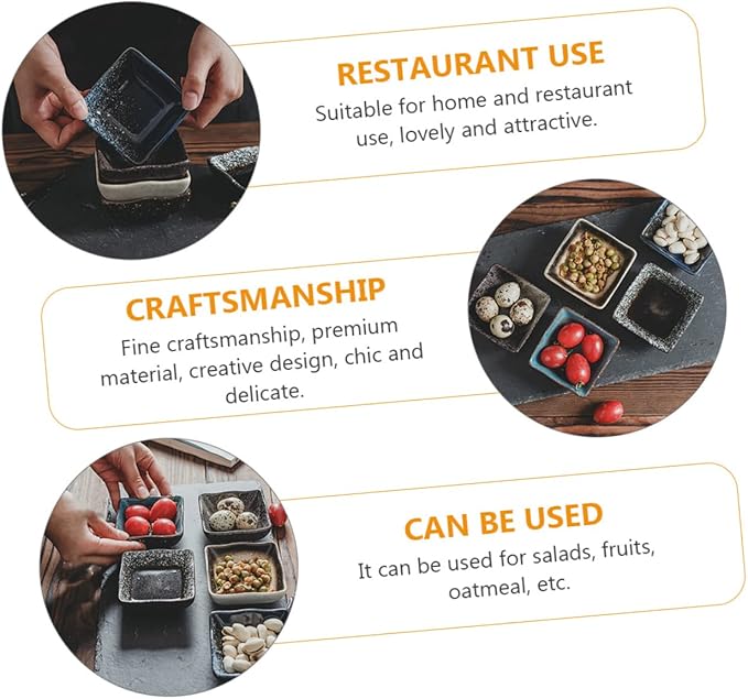 5pcs Japanese Style Ceramic Sushi Plate Multi-functional Snack Plates for Dipping Sauces Appetizers and Desserts Random Colors and