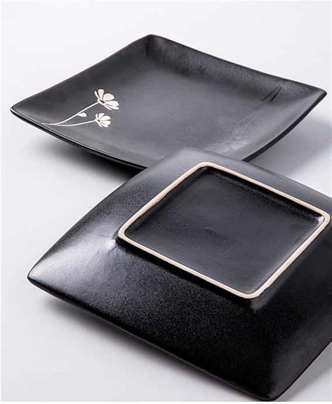 Modern Large Dinner Plates Serving Plate Breakfast Plate 6.5-inch Ceramic Small Square Plate Ceramic Dish Home Snack Plate Stackable Dinner Plates(A)