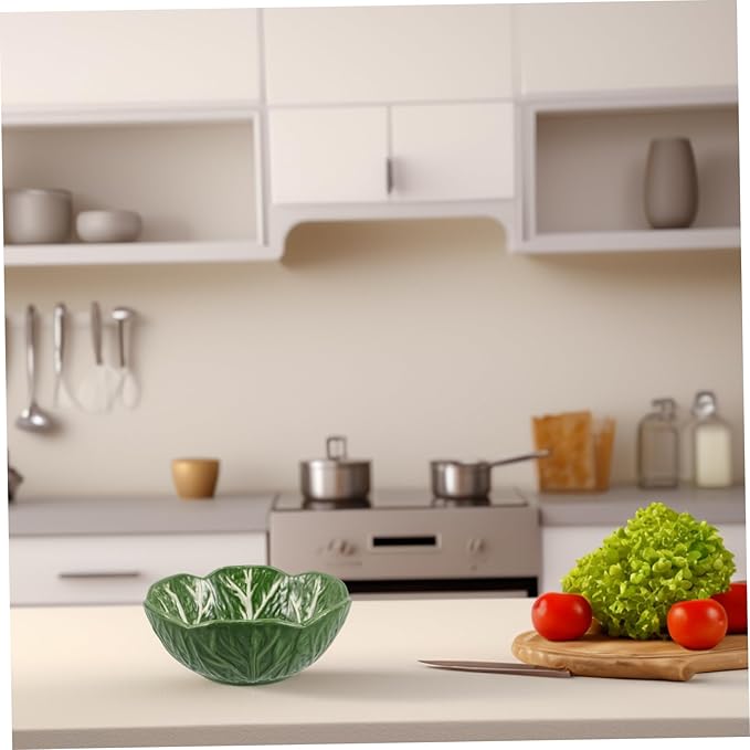 Zerodeko Creative Cabbage Leaf Bowl Salad Plate Candy Dish Decorative Ceramic Fruit Plate Appetizer Guest Fruit Porcelain Dinner