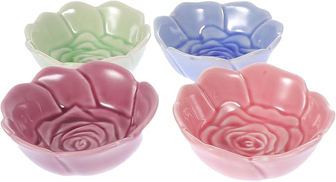 PRETYZOOM 4Pcs Ceramic Sauce Dishes Set Versatile Spice and Soy Sauce Plates for Dipping Appetizers and Seasoning Dishwasher Safe for Home and Restaurant Use Random Color