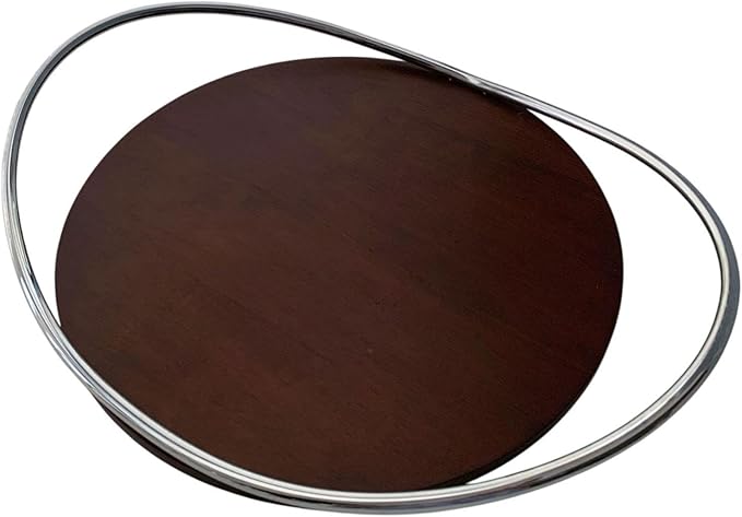 Serving Tray Organizer Tray Oval Ottoman Tray Luxurious Dinner Plate Fruit Plate Coffee Table Tray for Dining Room Countertop, Silver and Wood