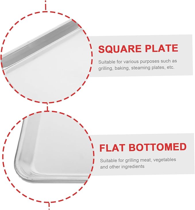 PRETYZOOM Stainless Steel Serving Tray Versatile Baking Pan Portable Dish for Family Dinners Parties Restaurant Use Easy to Clean Store Kitchen Essential