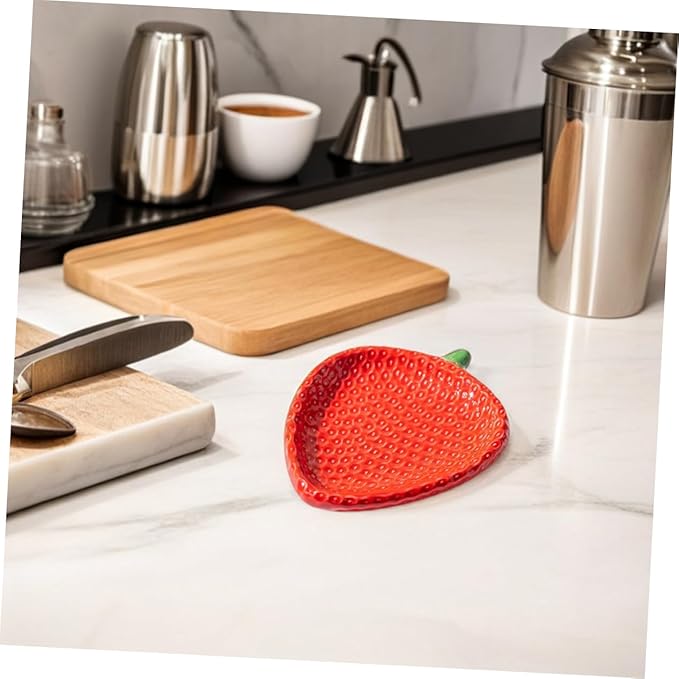 Alipis Strawberry Design Ceramic Appetizer Plate Elegant Dessert and Snack Dish for Dipping Sauces for Home Gatherings Outdoor Picnics and Restaurant Decor