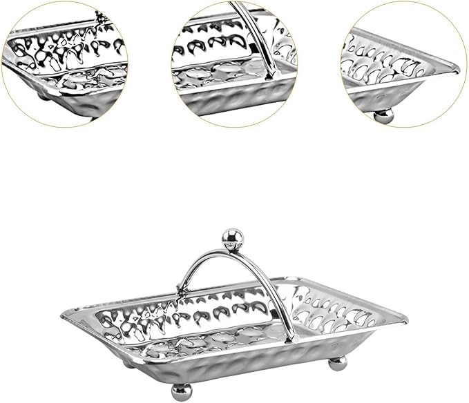 Generic Metal Vanity Tray Stainless Steel Serving Tray Easy to Clean Guests Hand Towel Storage Tray Napkins Holder for Makeup Bathroom, Silver