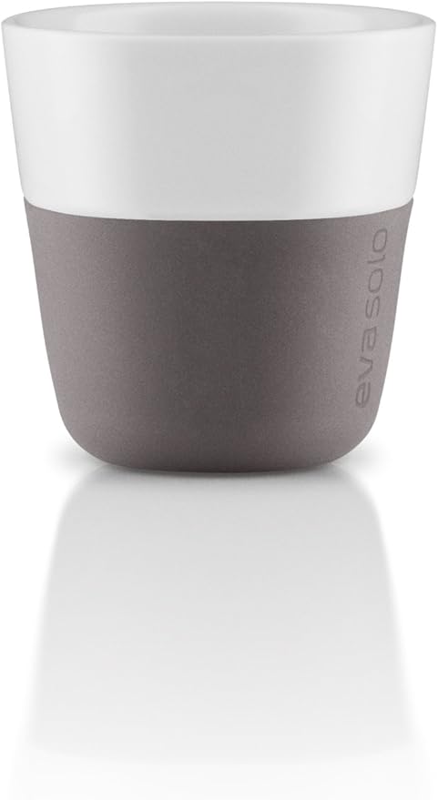 Eva Solo | 2 Espresso Tumbler Mugs | 3 oz Porcelain Coffee Cup Tumblers with Silicone-coated Grip | Danish Design, Functionality & Quality | Grey