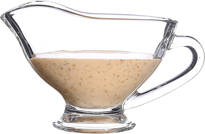 Set of 2 Sauce Glass Gravy Boat -7 oz with Handle Kitchen Glassware Serving Utensils for Dining, Warming Sauces, Salad Dressing Home Decor Saucy Boat