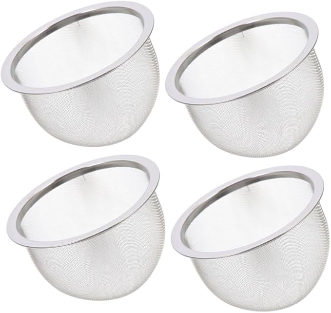 IMIKEYA 4pcs Stainless Steel Tea Filter Metal Teapot Replacement Mesh Strainer Insert Tea Infuser Cup For Coffee Tea Maker Coffee Brewers 8.5cm
