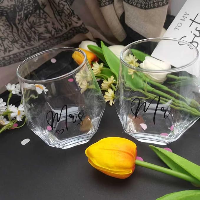 Mr and Mrs Wine Glasses for Bride and Groom -Gifts for Bridal Shower Engagement Wedding and-Married Anniversary-His & Hers wine glasses set of 2 Engagement Gift，wedding gifts for Couples 2025