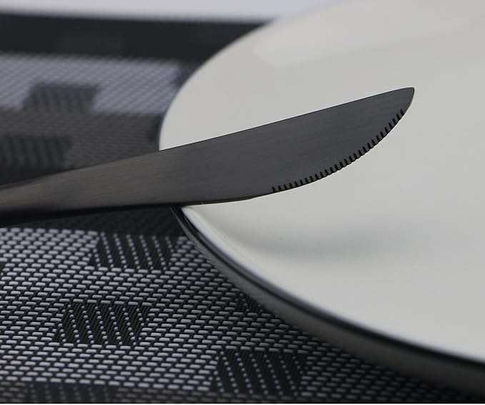 Flatware Set 18/10 Stainless Steel Matte Black - Kitchen Utensil Serving Set of Dinner Fork Knife Spoon Salad Fork Dessert Spoon,20 Piece Set of 4, for Home Kitchen Restaurant Hotel