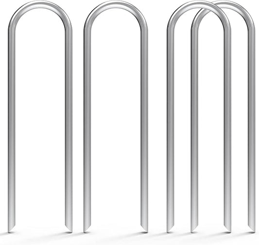 MySit 100 Pack 6 Inch Garden Stakes Heavy Duty 11 Gauge Galvanized Yard Staples U Pegs Fences Drip Irrigation Securing Stakes 1/2-Inch to 1-5/8-Inch Loop Stake for Anchoring Lawn Drippers Soaker Hose