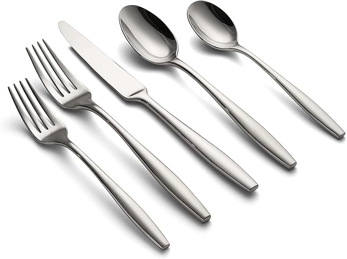 CAMBRIDGE Silversmiths Katerina Mirror 20-Piece Flatware Set, Service for 4, Silver