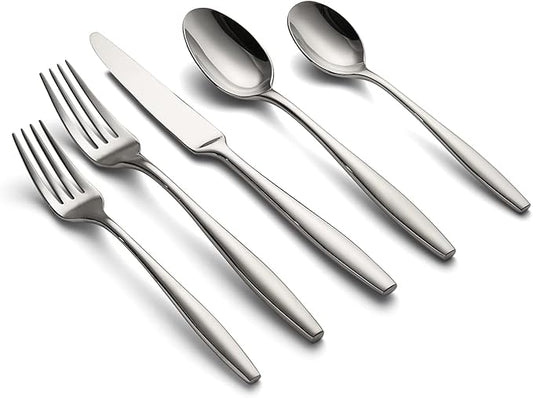 CAMBRIDGE Silversmiths Katerina Mirror 20-Piece Flatware Set, Service for 4, Silver