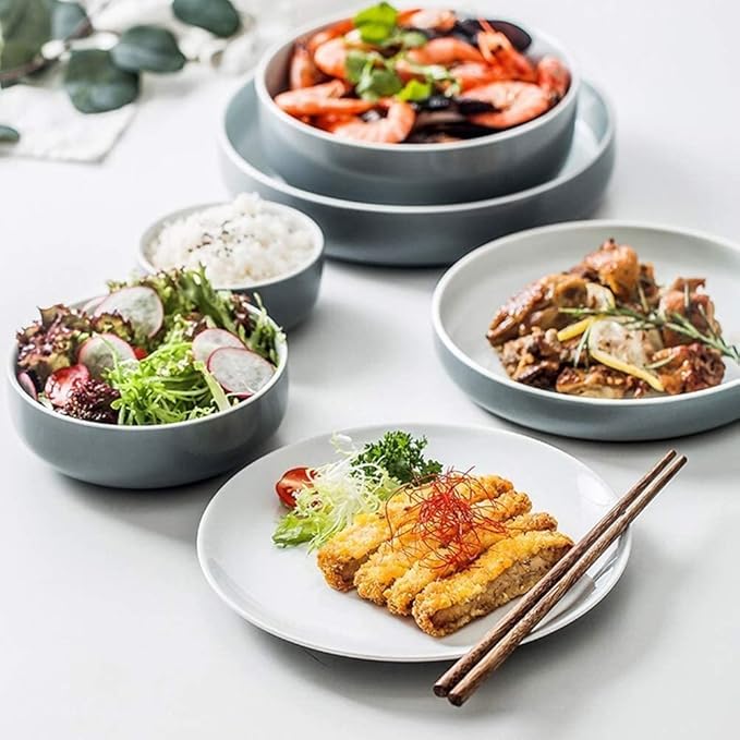 36 Pieces of Ceramic Tableware Set for 8 Persons, Including Plate/Bowl Set/Spoon, Used for Home Decoration Kitchen and Catering Supplies, size