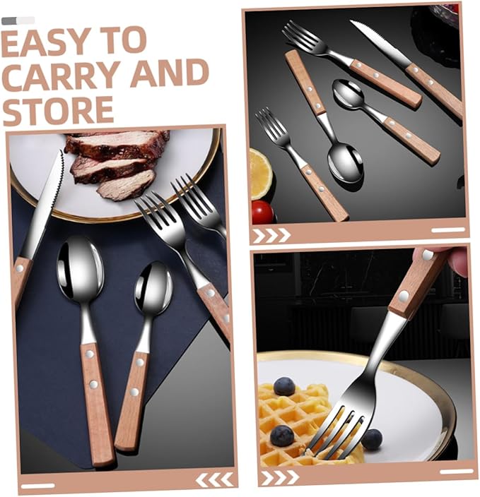2sets Ergonomic Stainless Steel Utensil Set Serving Fork Spoon Slotted Spoon for Buffet Party Restaurant Easy Clean