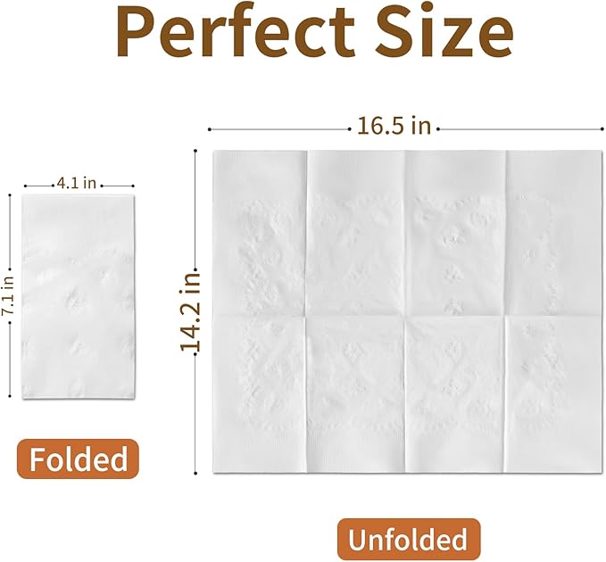 Disposable Napkins, 2-Ply 1200 Count Paper Dinner Napkins, White Napkins Bulk for Wedding Party Bathroom and Everyday Use (16.5” x 14.2”)