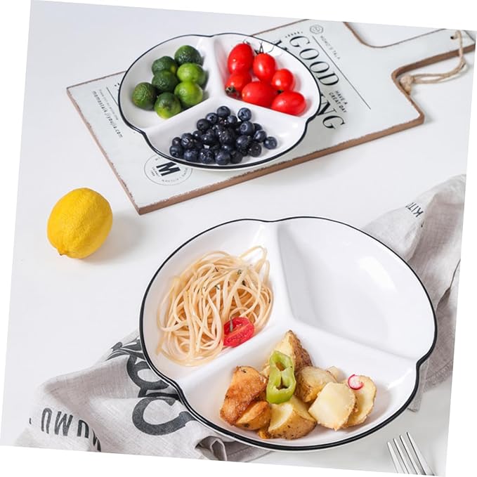 GLEAVI Multi-use Compartmented Plate Taco Party Tray Portion Plate Ceramic Food Holder Dessert