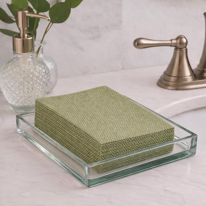 Made in Italy Linen-Feel Disposable Guest Towels - Premium Airlaid Cloth-Like Bathroom Napkins, Soft & Absorbent Luxury Hand Towels, Elegant Striped Dinner Napkins for Parties, Events, Bulk 500 Count