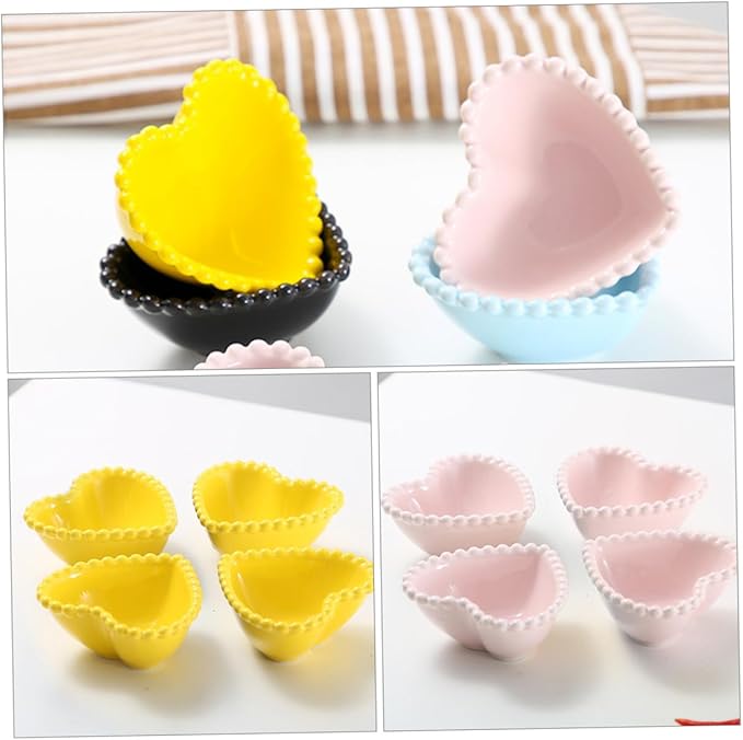 4pcs Candy Dish for Desk Creative Sauce Plate Small Simple Styled Dish Dishwasher Safe Ceramic Plates Random Color