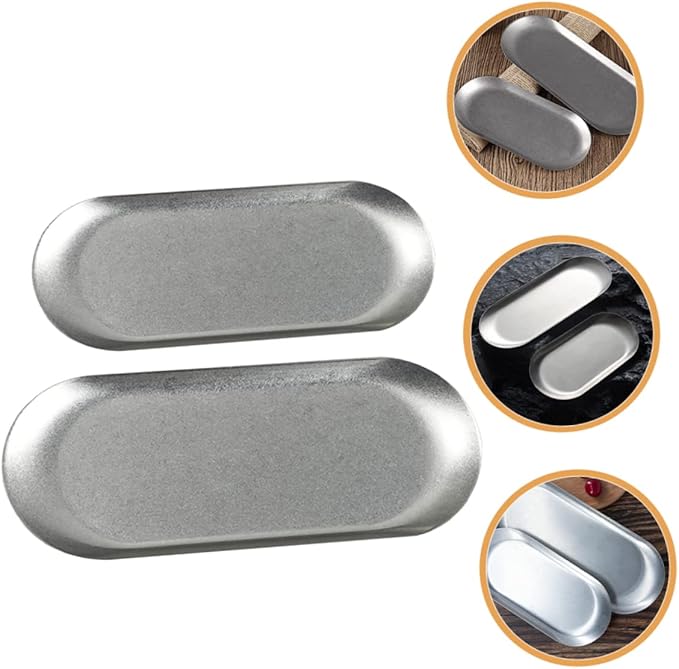 Stainless Steel Dinner Plate Divided Serving Platter Silver Trays for Serving Vintage Gold Tray Metal Plates for Eating