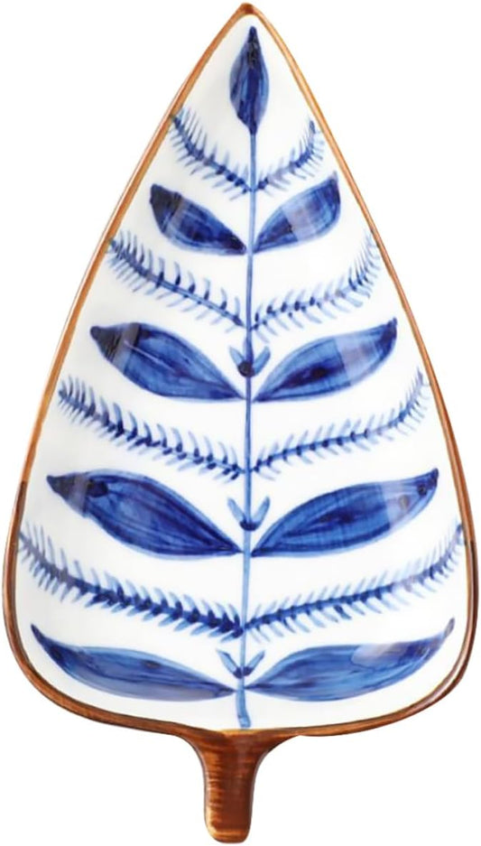 GLEAVI Leaf Shaped Ceramic Seasoning Dish Random Pattern Appetizer Plates for Snacks Dipping Sauces and Fruits Versatile Kitchenware for Parties Bbqs and Outdoor Events