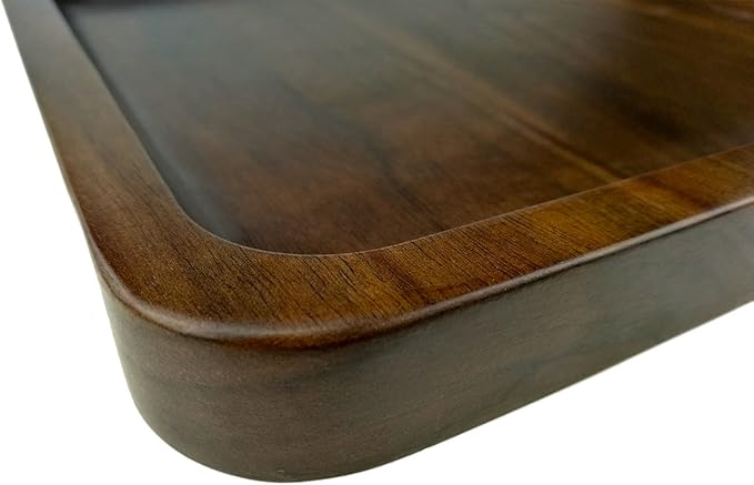 Winterworm Rustic Walnut Wooden Tray Solid Wood Serving Tray Square Rectangle Platter Tea Tray Coffee Table Tray (Square Large (9 x 9 inch))