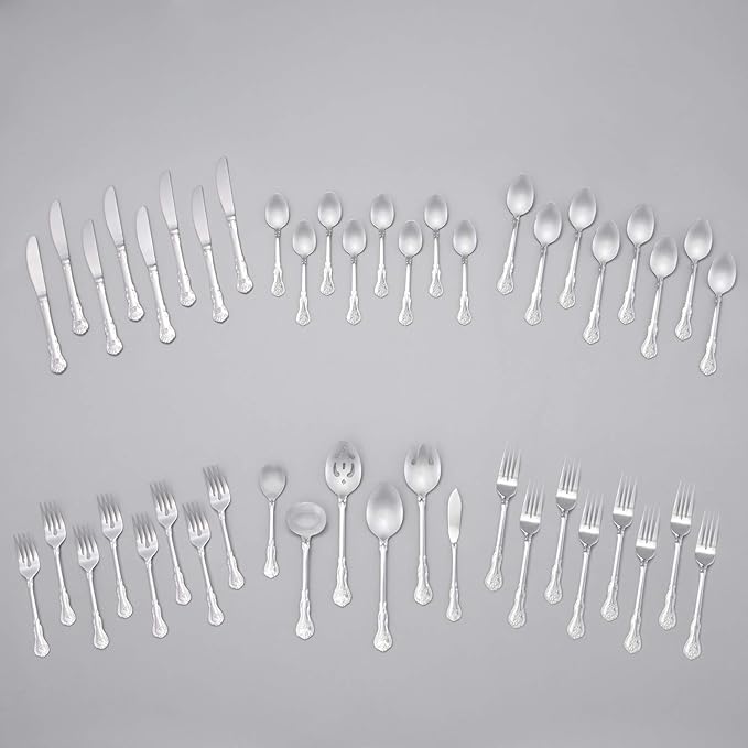 RiverRidge 46-Pc. Monogrammed Flatware, Service for 8, Bouquet Pattern - J