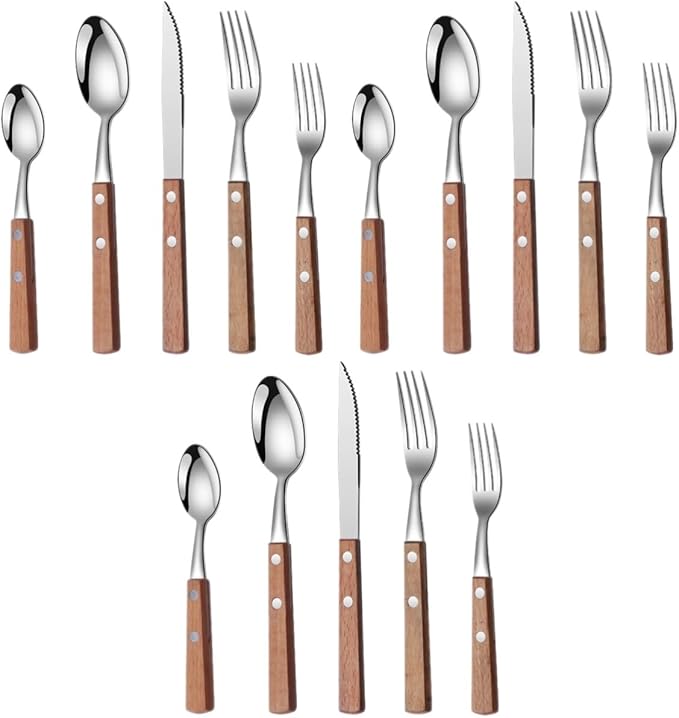 3sets Buffet Serving Utensils Set Stainless Steel Cutlery Caddy Party Utensils Fork Spoon Knife