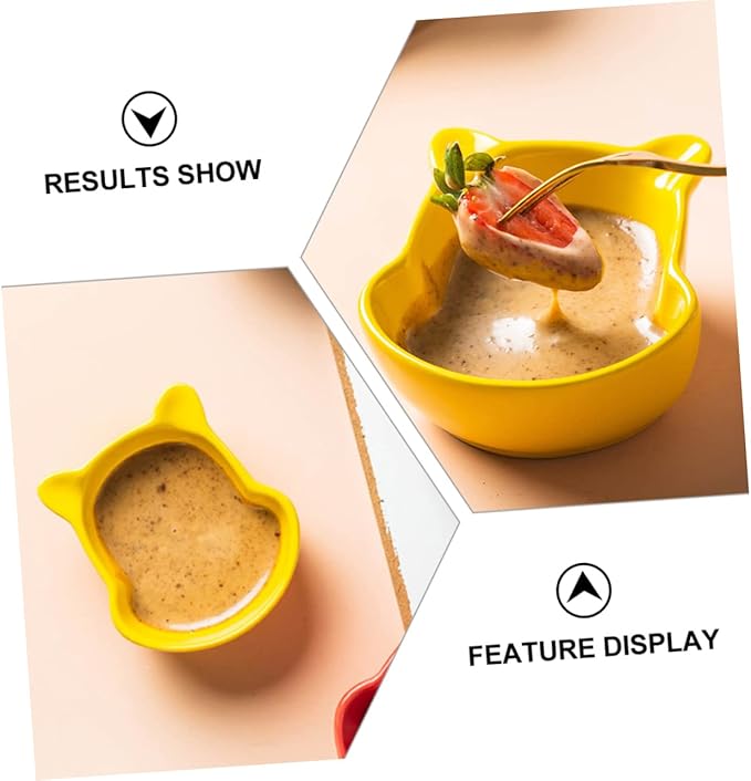 DECHOUS 6pcs Mini Bear Shaped Ceramic Seasoning Dishes Appetizer Plates for Dipping Sauces for Home and Restaurant Use Microwave and Dishwasher Safe