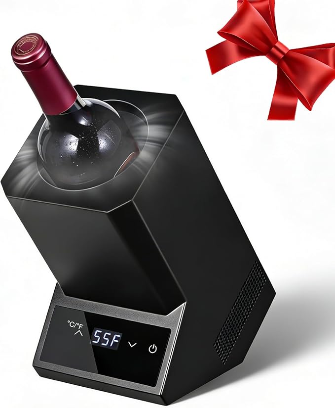 Electric Wine Chiller,Single Bottle Cooler for 750ml Wine/Champagne, 24-Hour Long-Lasting Cooling, Perfect Gift for Wine Lover